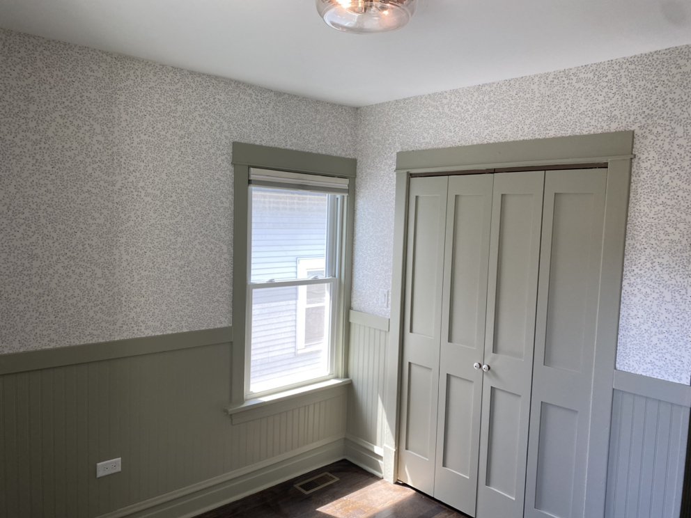 Wallpaper installation and wainscoting installation and painting